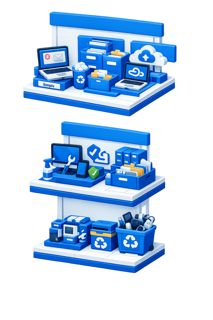 habitos-oficina-sostenible-reciclaje-tecnologia
