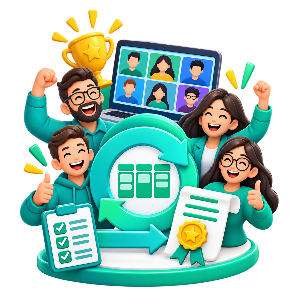 Equipo celebrando la certificación ágil